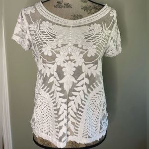 Reitmans sheer white lace top